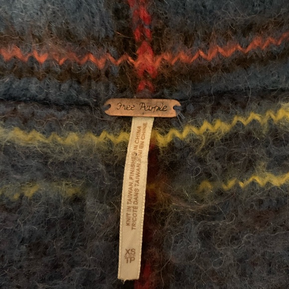 Free People Plaid Fringe Wool Sweater A-Line Button-up Coat XS-mohair and alpaca - Picture 3 of 8